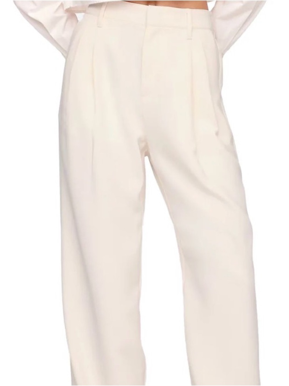 Gap Birch Easy Trousers High-Waist Wide Leg Pleated Cream White Trousers NWT